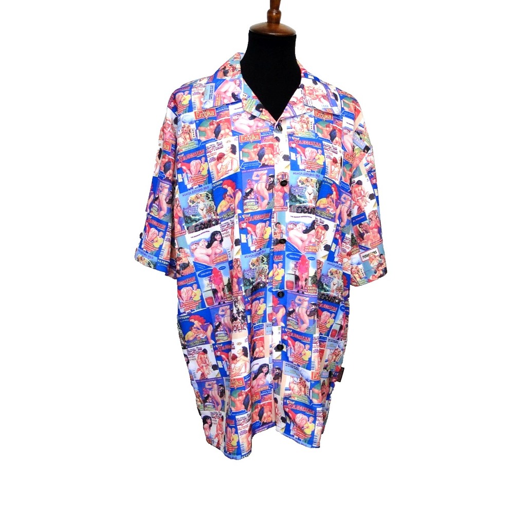 Vintage Dragonfly Smut Series Sexual Positions Pin Up Girl Button Up Shirt Large